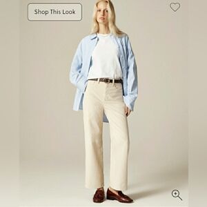 NWT J.Crew Petite slim-wide pant in corduroy In Pale Bone.  CN737 Winter White